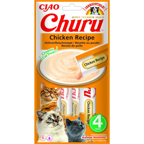 Recompense pentru pisici CHURU cu pui, 4 PLICURI x 14g
