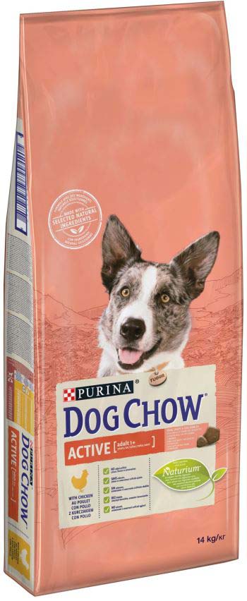 DOG CHOW Hrana uscata pt caini Adult ACTIVE, cu Pui si Orez 14kg