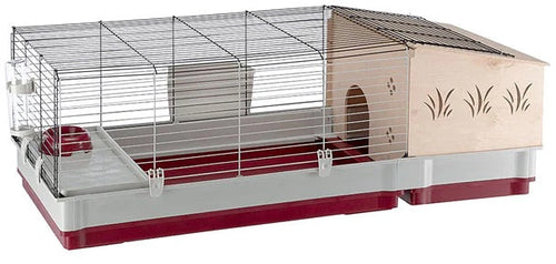 FERPLAST Cusca pt iepuri KROLIK 140, cu casa din lemn detasabila, 142x60x50 cm