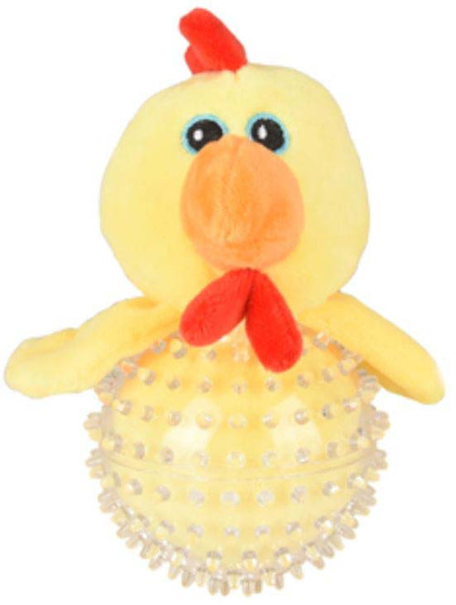 FLAMINGO Jucarie pentu caini Wilco, minge TPR cu Pui galben 16cm