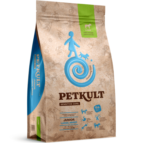 Hrana uscata pentru caini Petkult Sensitive Junior Talie Mare Miel si orez 12kg - Animax