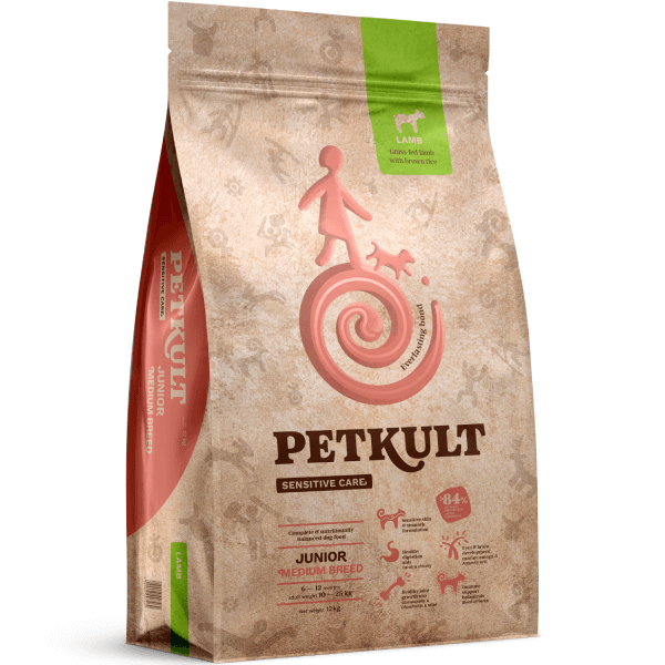 Hrana uscata pentru caini Petkult Sensitive Junior Talie Medie Miel si orez 12kg - Animax
