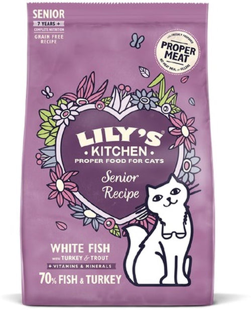 LILY'S KITCHEN Hrana uscata pentru pisici, SENIOR, cu Peste Alb si Curcan 800g