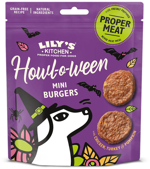 LILY'S KITCHEN Mini Burgers Recompensa pentru caini, editie Halloween 70g