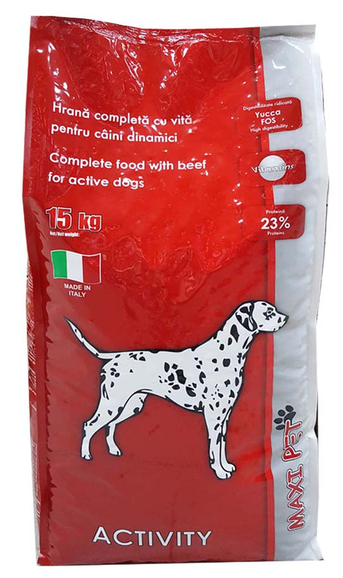 MAXI PET ACTIVITY Hrană uscată pentru câini adulţi, cu Vită, 15 kg