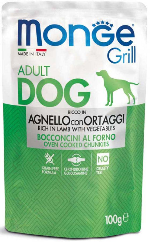 MONGE Grill Plic hrana umeda pentru caini, cu Miel si Legume 100g