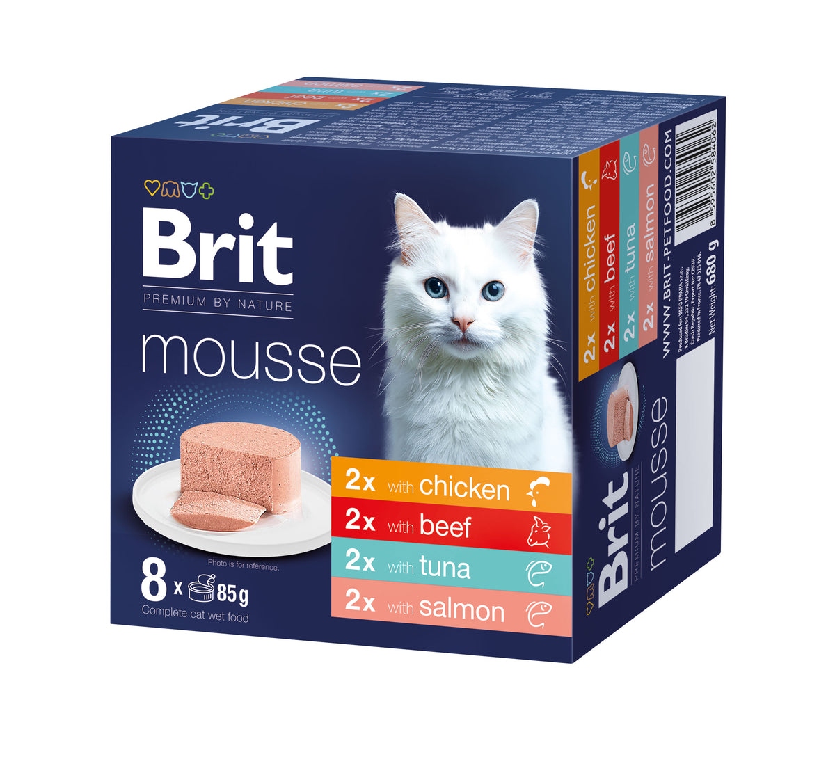 Hrana umeda pentru pisici, BRIT PREMIUM BY NATURE mousse multipack, 8x85g