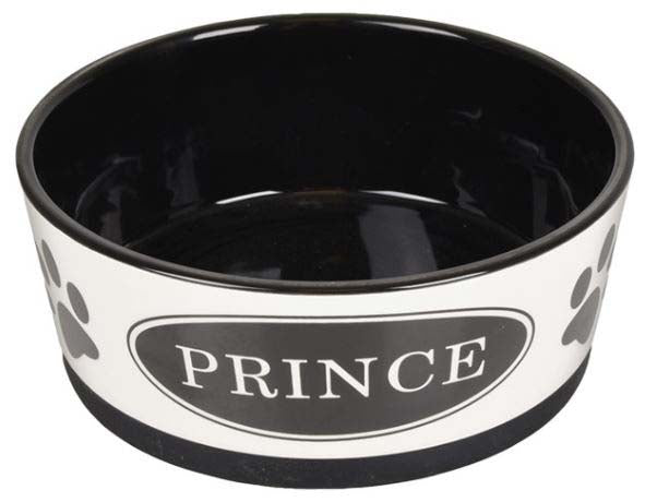 FLAMINGO Bol pentru caini Prince Alb/Negru, non slip, 18cm, 1130ml