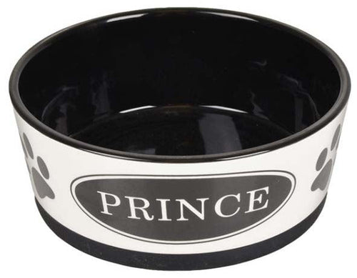 FLAMINGO Bol pentru caini Prince Alb/Negru, non slip, 18cm, 1130ml