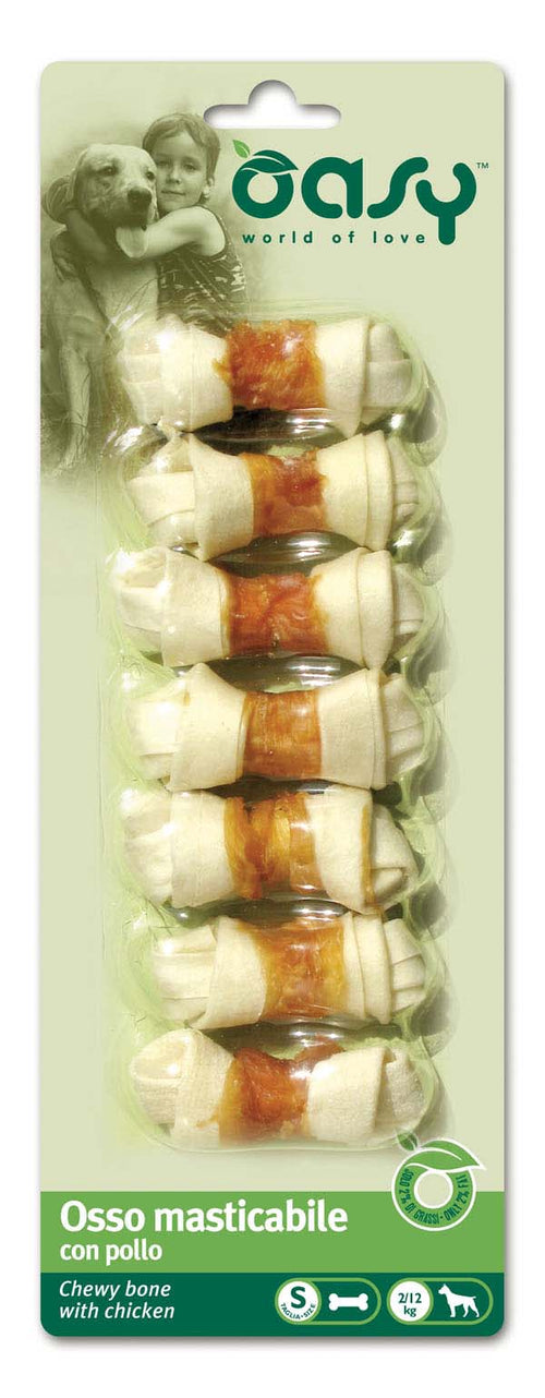 OASY Delicatese pentru caini Os de mestecat cu Pui, marime S, 7 bucati 85g