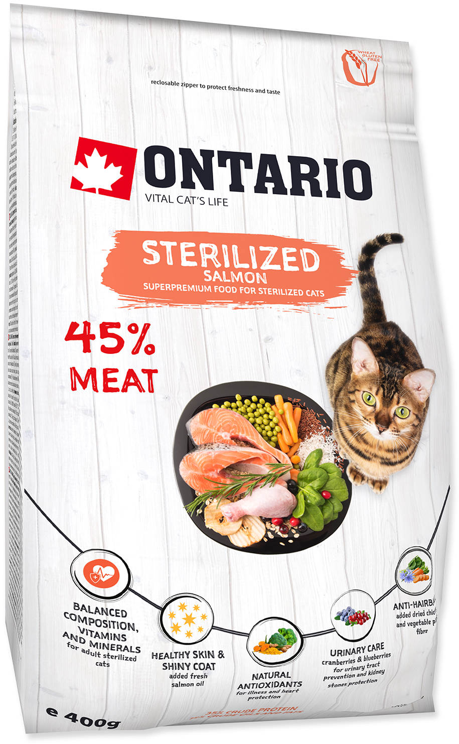 ONTARIO Hrana uscata pentru pisici adulte, Sterilised, cu Somon 400g