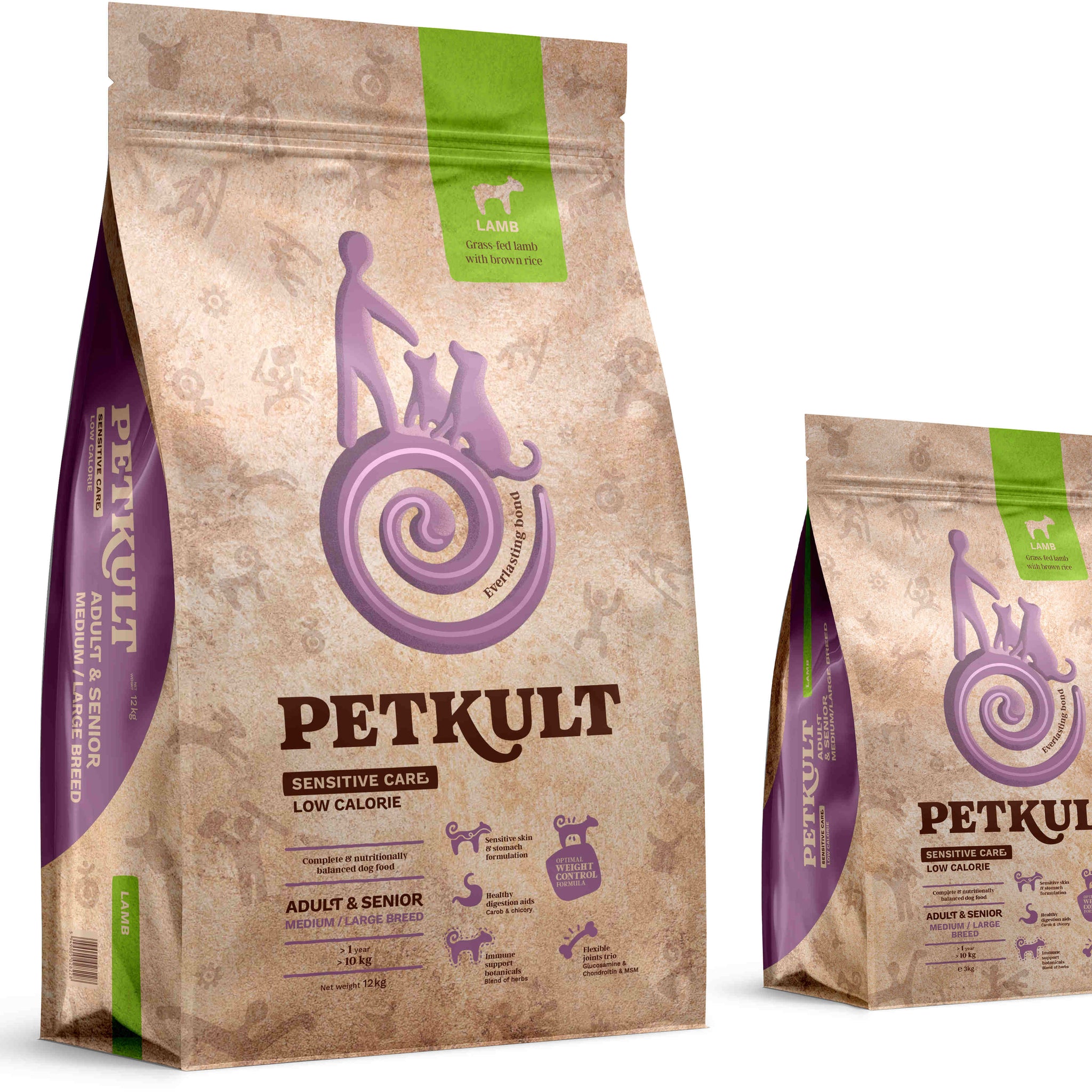 PETKULT Sensitive Low Callories Adult & SENIOR, talie medie/mare, Miel/orez