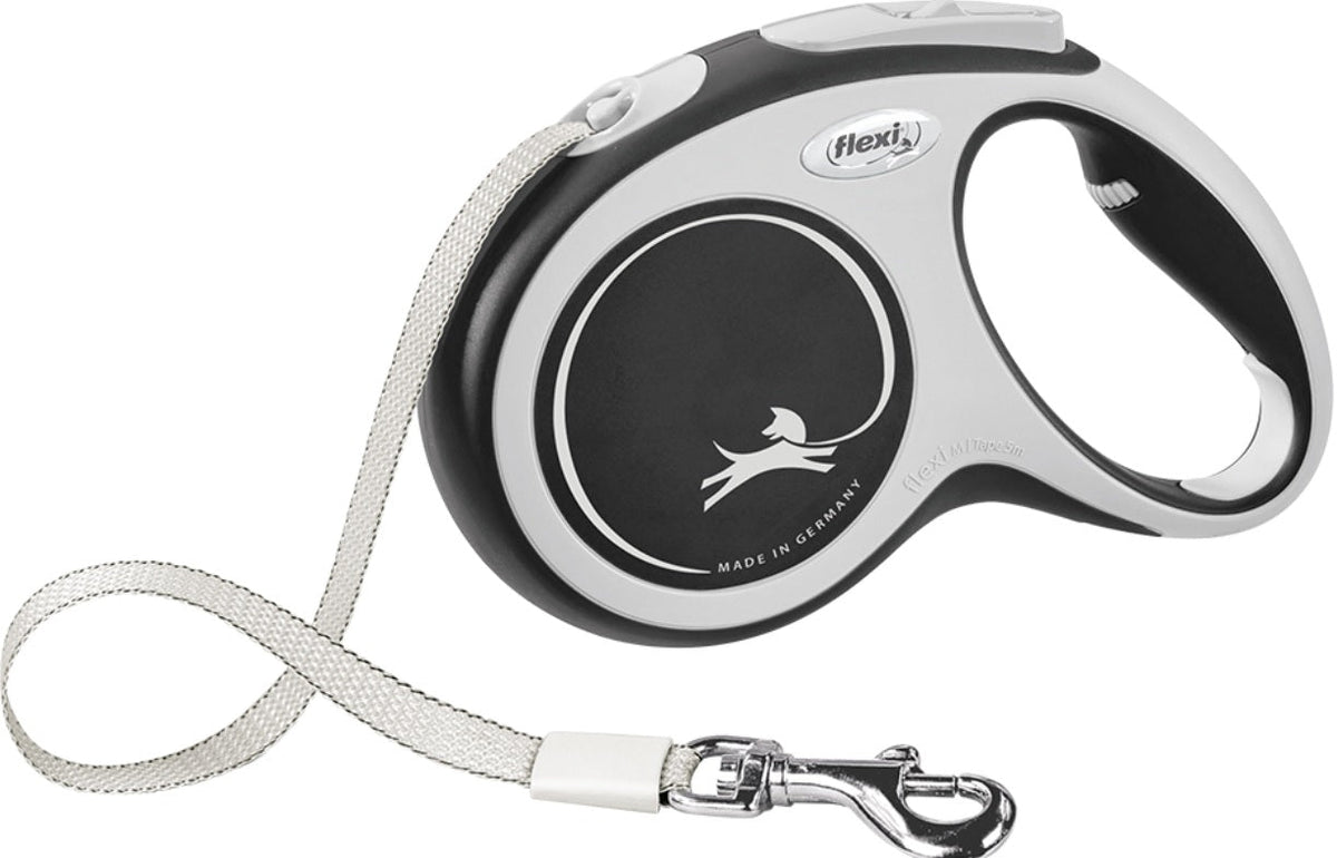 FLEXI Lesa retractabila NEW COMFORT M cu banda 5m/pana la 25kg, Negru