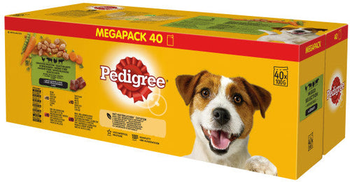 PEDIGREE Pachet plicuri cu Pui, Miel, Pasare si Vita 40x100g