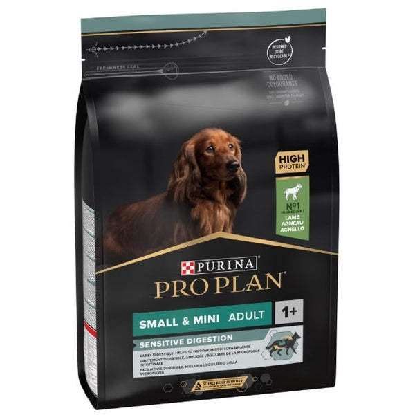 PRO PLAN® SENSITIVE DIGESTION  Adult, bogat în miel, talie mică și foarte mică, hrană uscată pentru puii de câine, 700g
