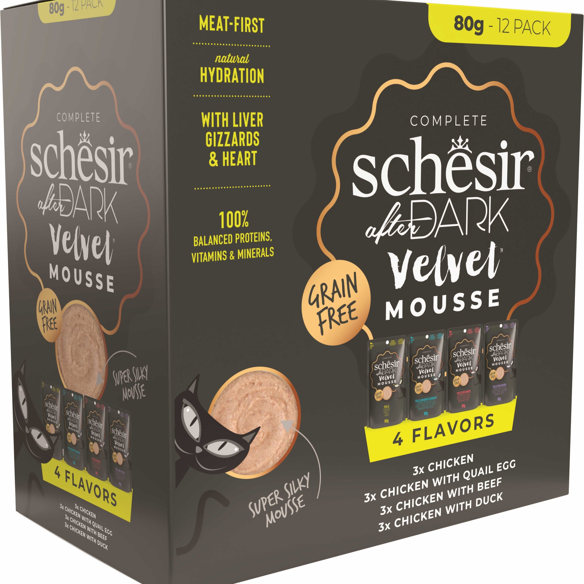 SCHESIR After Dark Pachet plicuri pentru pisici, mousse 12x80g