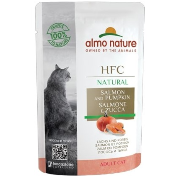 Hrana umeda pentru pisici Almo Nature HFC Somon si dovleac 55g - Animax