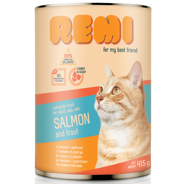 Hrana umeda pentru pisici Remi Cat Somon&Pastrav 415g - Animax