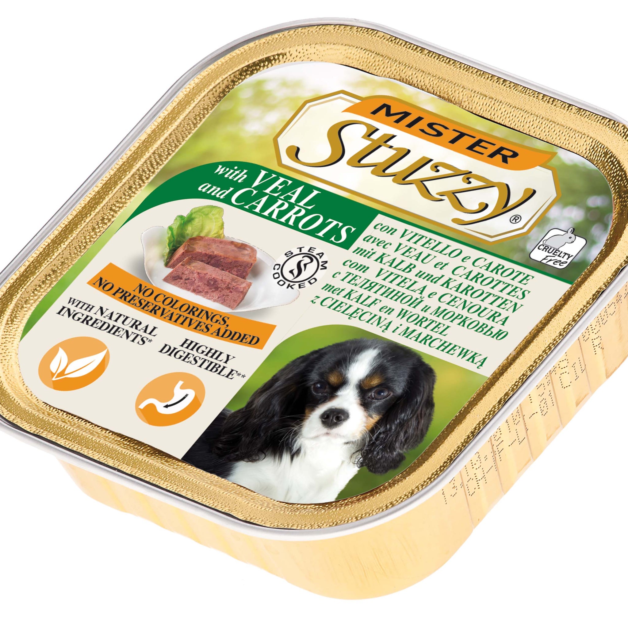 STUZZY Dog Pate pentru caini, cu Vitel si Morcovi 150g
