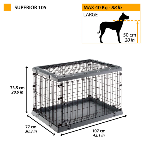 Cusca pliabila pentru caini Ferplast Superior Black 105 107 x 77 x h 73,5 cm