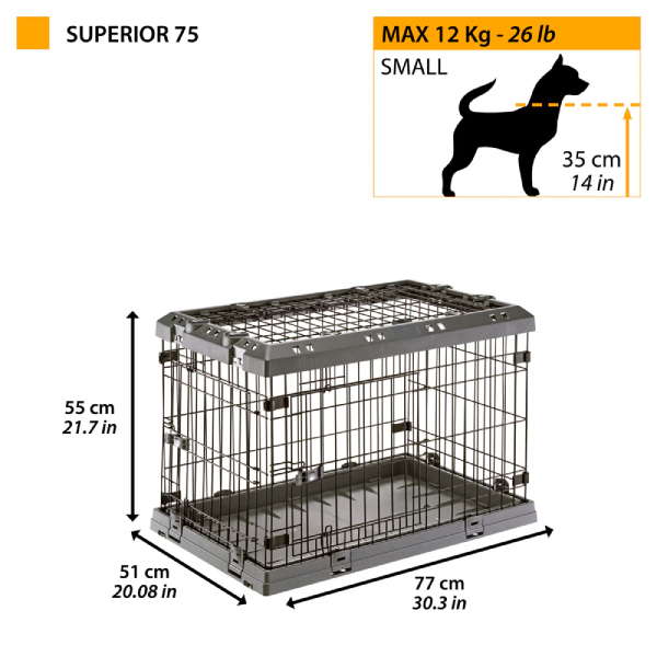 Cusca pliabila pentru caini Ferplast Superior Black 90 92 x 58,5 x h 62,5 cm