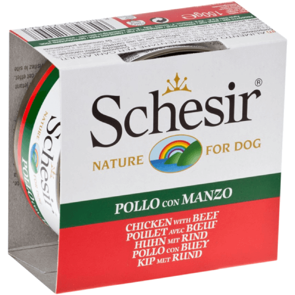 Hrana umeda pentru caini Schesir Adult cu pui si vita 150g - Animax