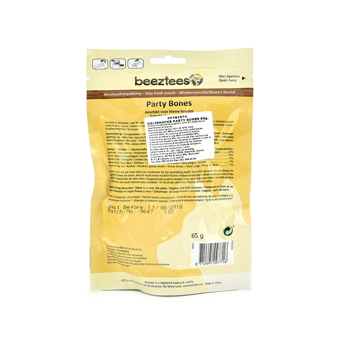 Recompensa pentru caini Beeztees Delisnacks Party Bones 85g - Animax