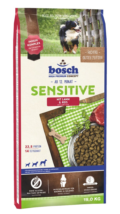 Hrana uscata pentru caini Bosch Sensitive cu miel si orez 15 kg - Animax