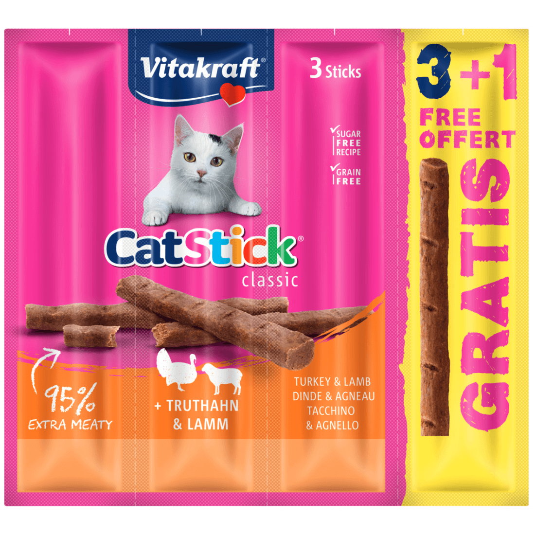 Recompense pentru pisici Vitakraft Cat Sticks Curcan-Miel 3+1 PROMO - Animax