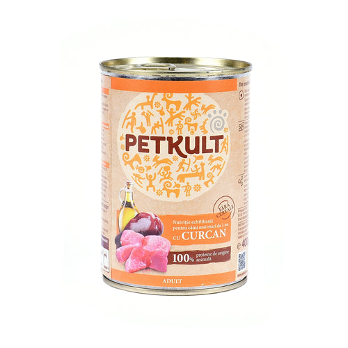 Hrana umeda pentru caini Petkult Adult cu curcan 400 g - Animax