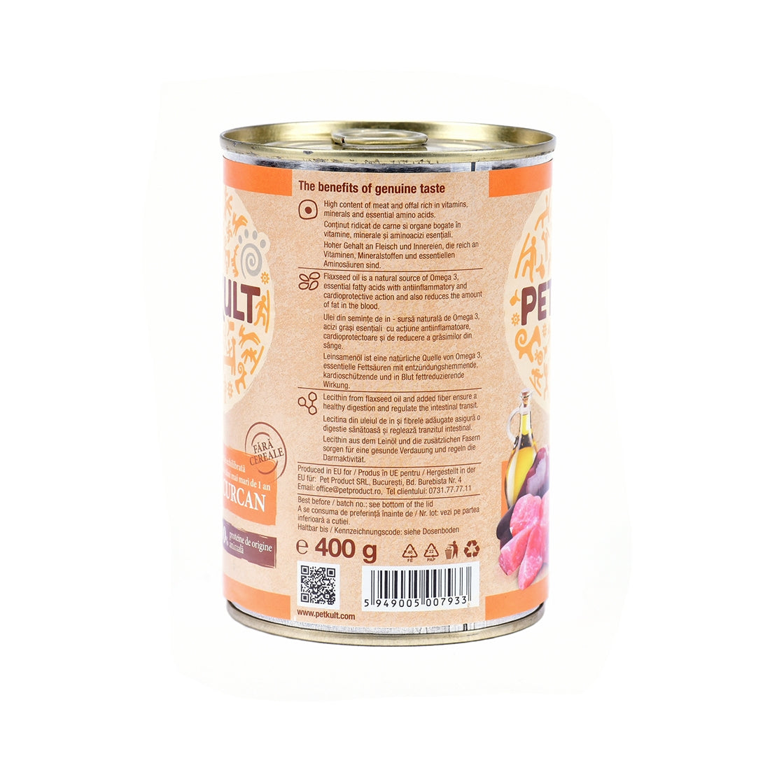 Hrana umeda pentru caini Petkult Adult cu curcan 400 g - Animax