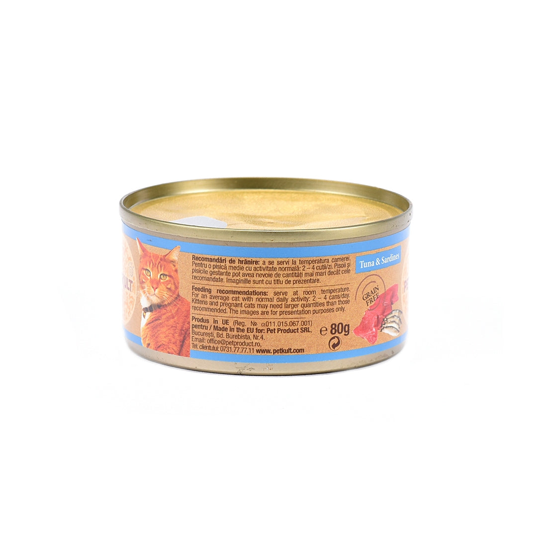 Hrana umeda pentru pisici Petkult Cat Ton cu Sardine 80g - Animax