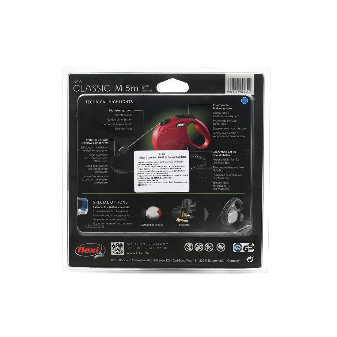 Lesa retractabila Flexi New Classic Snur M 5M Albastru - Animax