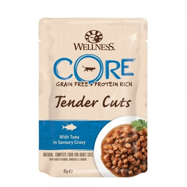 Hrana umeda pentru pisicii Wellness Core Tender Cuts cu ton in sos 85 g - Animax