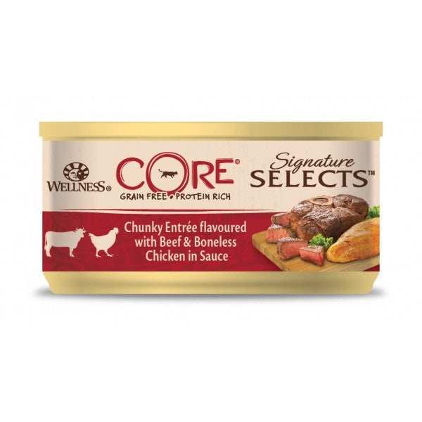 Hrana umeda pentru pisici Wellness Core Signature Select cu vita si pui in sos 79g - Animax