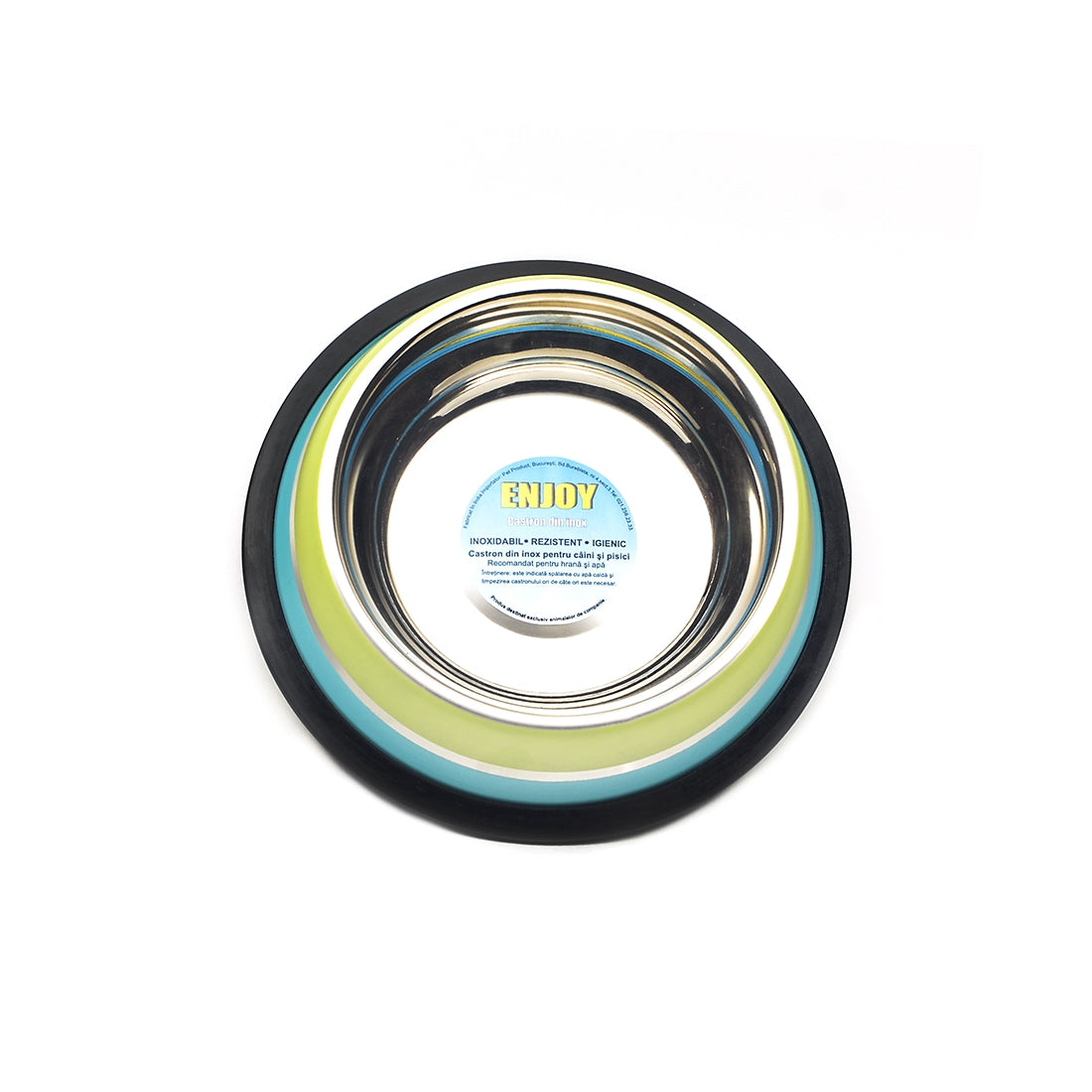 Castron antiderapant din inox pentru caini Enjoy Green Aqua 0.45l - Animax