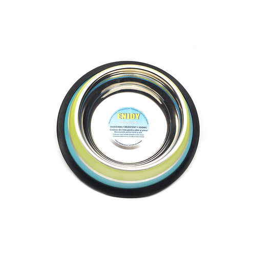 Castron antiderapant din inox pentru caini Enjoy Green Aqua 0.45l - Animax