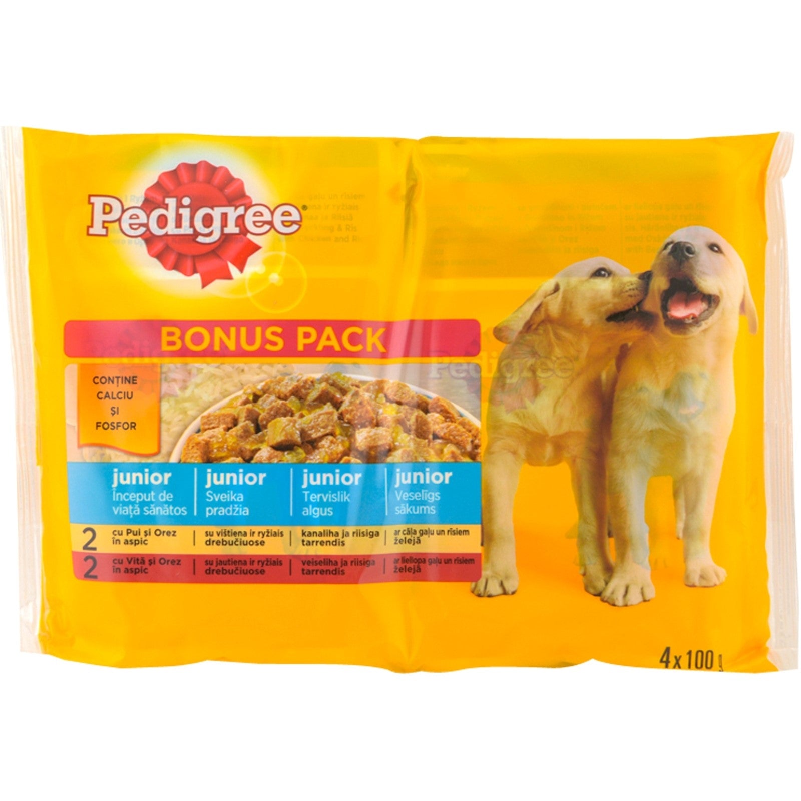 Hrana umeda pentru caini Pedigree Junior Set 4 plicuri X 100 g - Animax