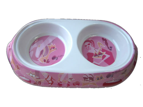 Castron din melamina pentru pisici Glamour Pink 2 X 150 ml - Animax