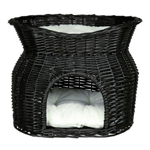 Culcus pentru pisici din rachita impletita negru Trixie 54x43x37 cm - Animax