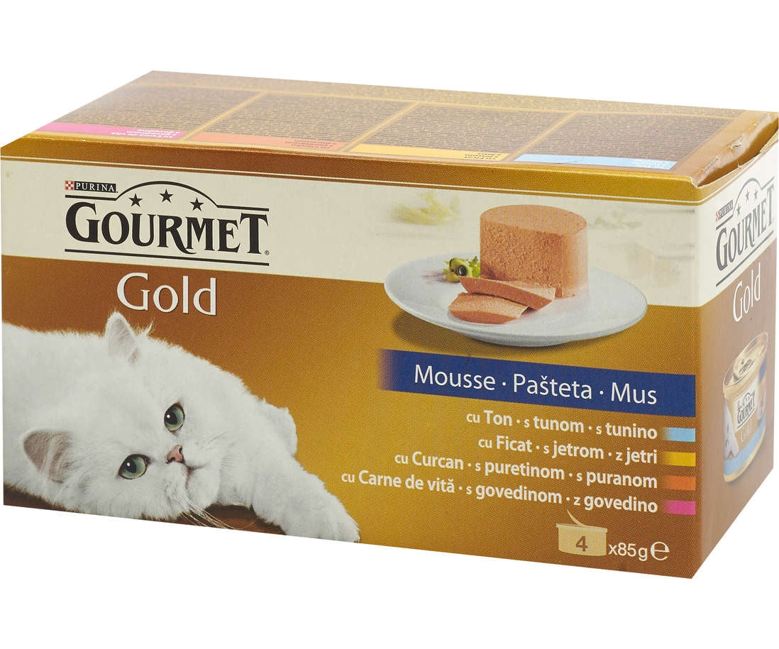 Hrana umeda pentru pisici Gourmet Gold Mousse set 4 conserve X 85 g - Animax
