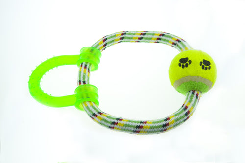 Jucarie pentru caini inel cu minge de tenis Enjoy 18 cm - Animax