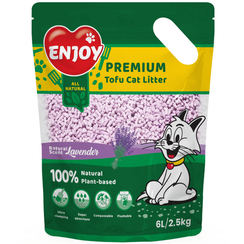 Asternut pentru litiera Enjoy Tofu cu lavanda 6L - 2.5kg - Animax