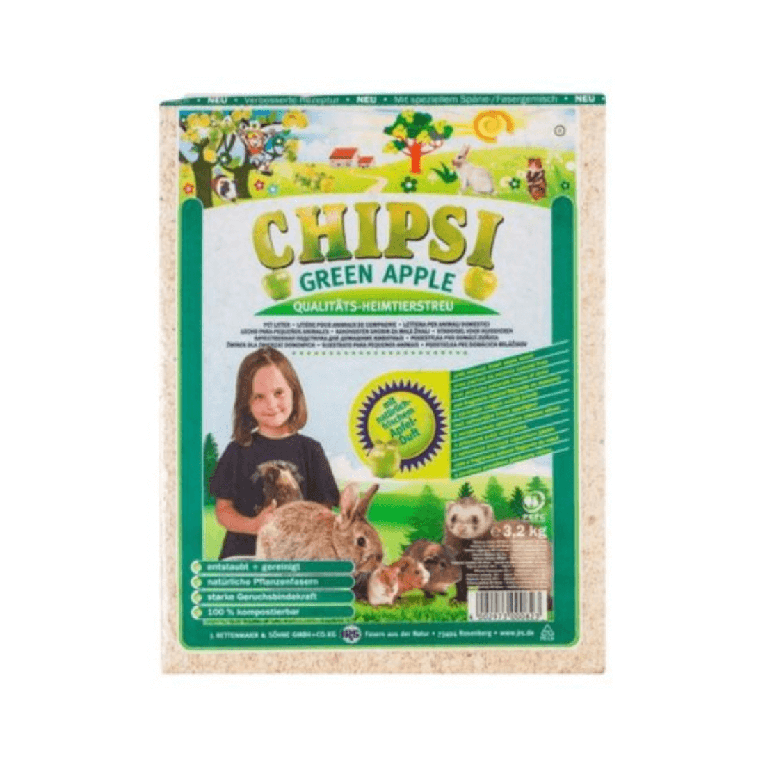 Asternut pentru rozatoare Chipsi Green Apple 60L 3.2kg - Animax