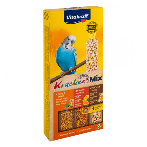 Batoane pentru perusi Vitakraft Kracker Trio Miere-Portocala-Popcorn 80g - Animax