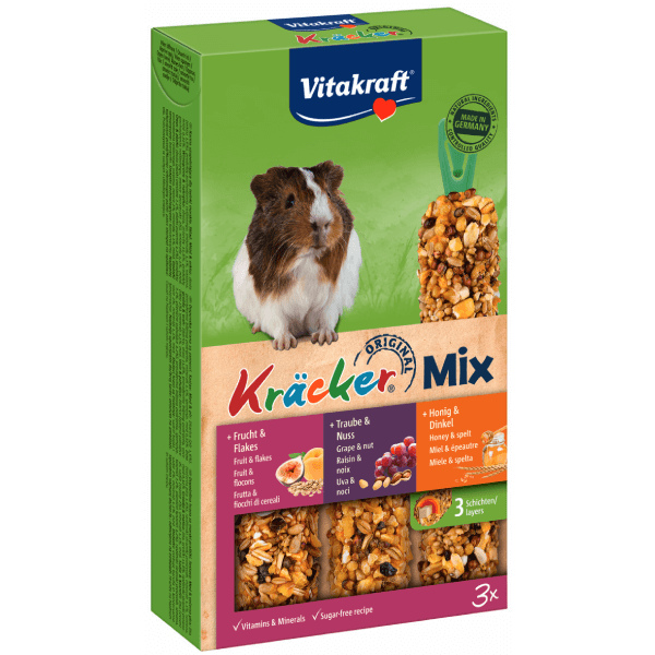 Batoane pentru porcusori de Guineea Vitakraft G Pig Trio Miere-Nuci-Fructe 168g - Animax