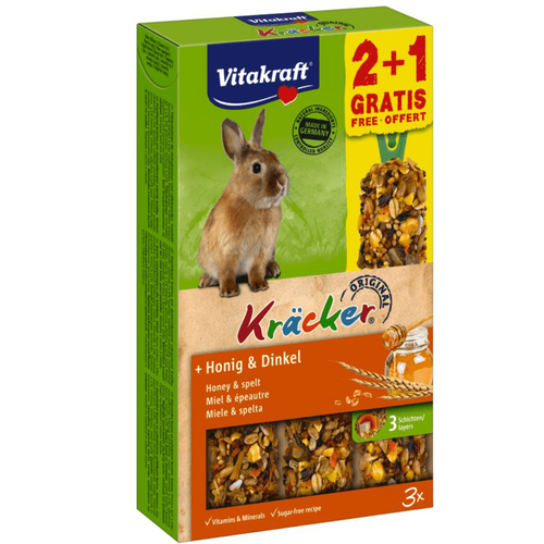 Baton pentru iepuri Vitakraft Kracker Miere 112gr +56gr Gratis - Animax