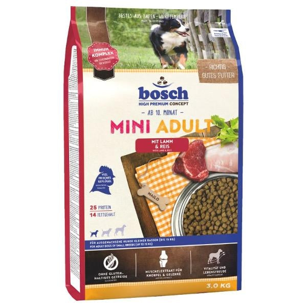 Hrana uscata pentru caini Bosch Mini Adult cu miel si orez 3 kg - Animax