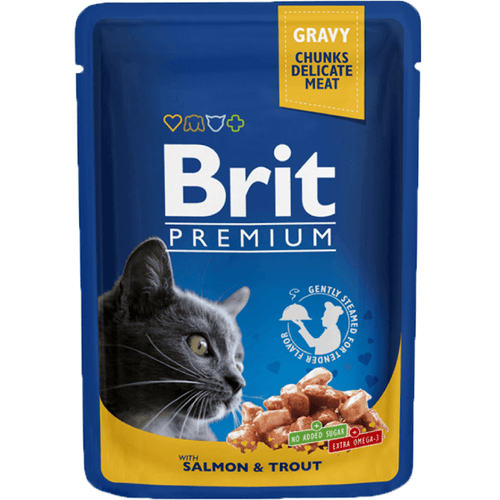 Hrana umeda pentru pisici Brit Premium cu somon si pastrav 100g - Animax