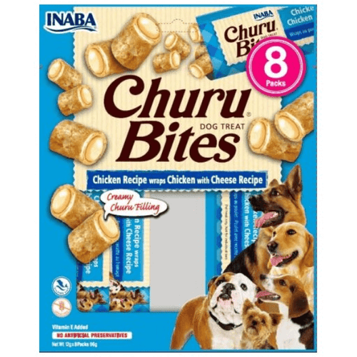 Recompense pentru caini Churu Bites Pernute Pui/Branza 8x12g - Animax
